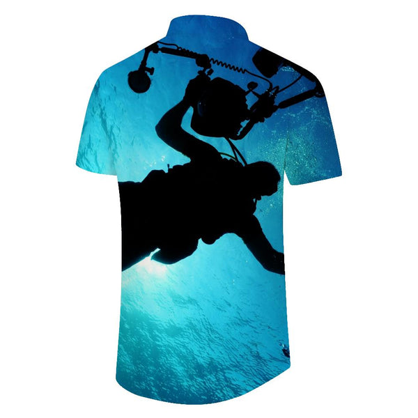 
Deep sea diving casual loose casual men's short sleeve shirt tropical summer Hawaiian street fashion clothing
                
