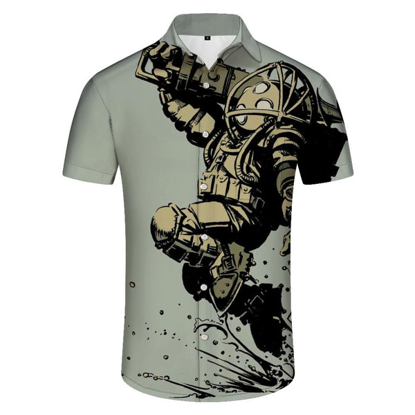 
Funny Cartoon People Print Hawaiian Casual Shirt Men Loose Trendy Design Shirt Fashion Button Lapel Top
                