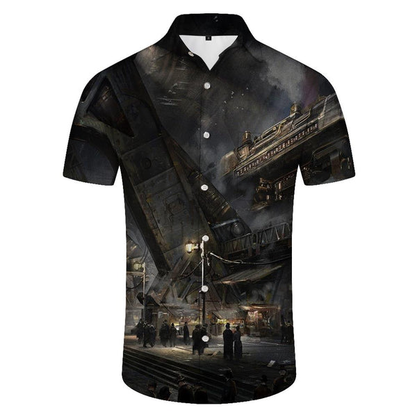 
Titanic Cruise Ship Men's Casual Summer Beachwear Button-Down Loose Shirt Short Sleeve Style
                