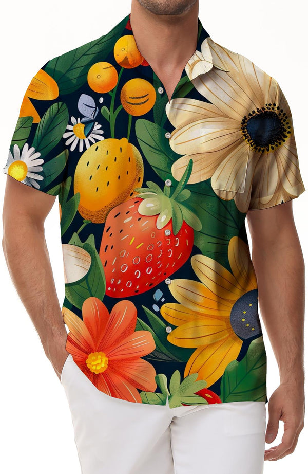 
Men's Tropical Watermelon Hawaiian Shirt Short Sleeve Button-Up Summer Fruit Hawaiian Shirt
                