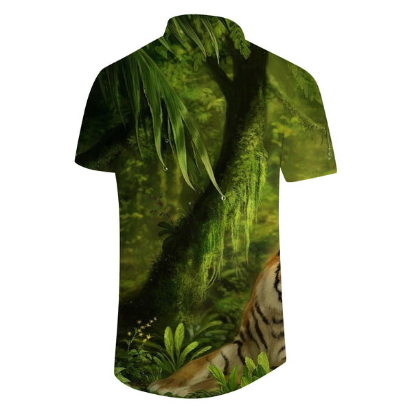 
Hawaiian Tropical Regular Fit Ocean Short Sleeve Men's Short Sleeve Button Down Shirt Forest Tiger
                