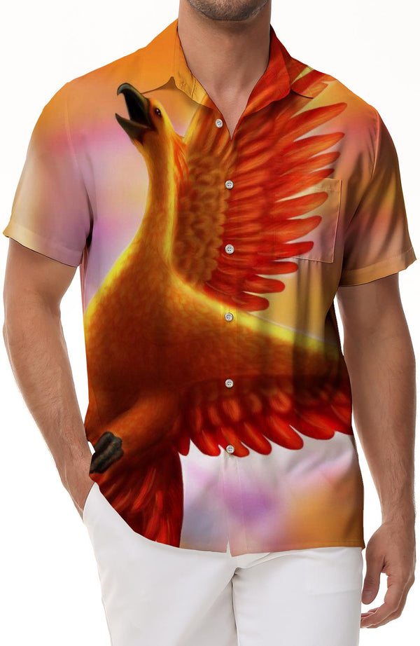 Colorful Phoenix Hawaiian Tropical Four Seasons Men's Short Sleeve Shirt Casual Shirt Button Shirt Suitable for Summer Seaside Beach