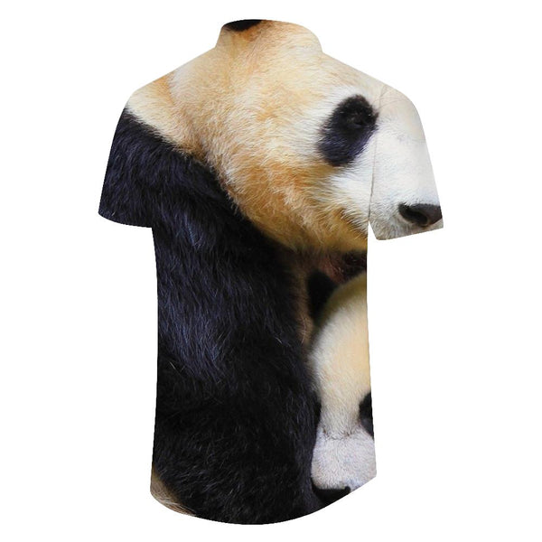 
Summer Men's Panda 3D Printed Short Sleeve Fashion Short Sleeve Hawaiian Button Pocket Style Casual
                