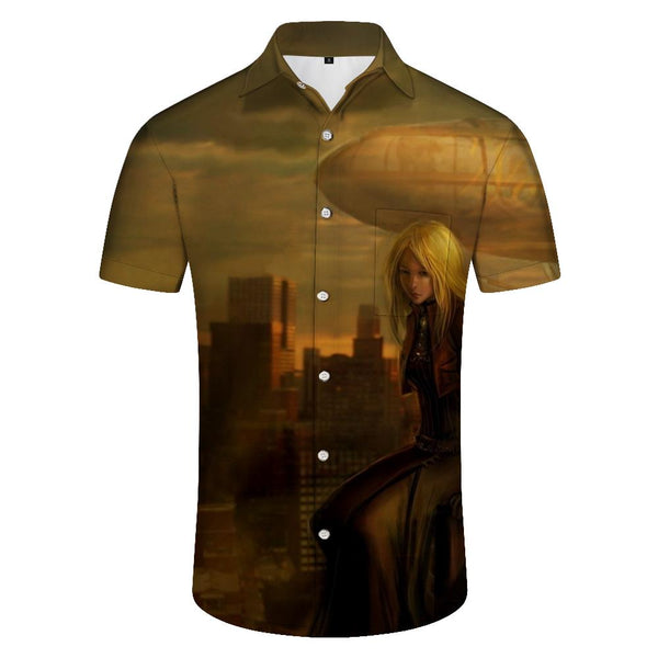 
Killer anime men's shirt button-down shirt summer loose short-sleeved top suitable for beach play and beach dinner
                