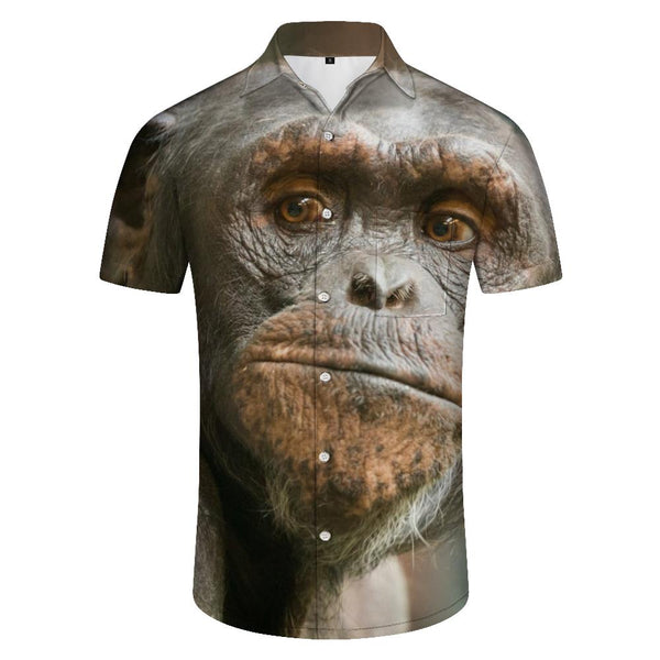 
Casual Animal Monkey Short Sleeve Shirt Men's Vacation Outdoor Fishing Short Sleeve Shirt Hawaiian Button Lapel Short Sleeve Shirt
                