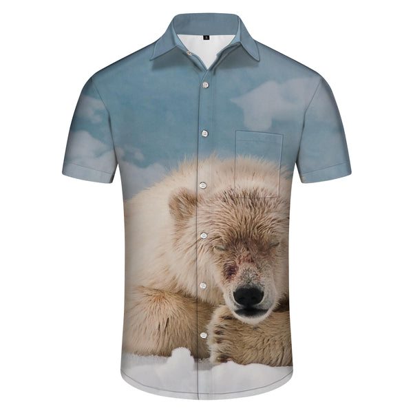 
Sleeping Polar Bear Mens Hawaiian Shirt Casual Button Short Sleeve Tropical Summer Beach Top
                