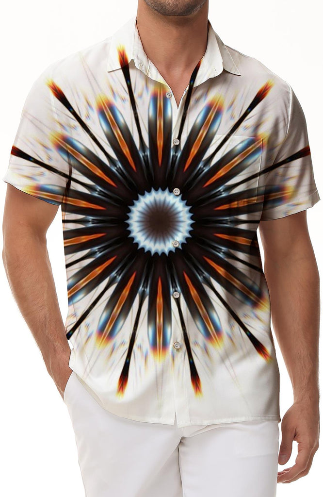 Men's Fun Short Sleeve Shirt Geometric Print Summer Casual Button Short Sleeve Hawaiian Beach Party Holiday Tops
