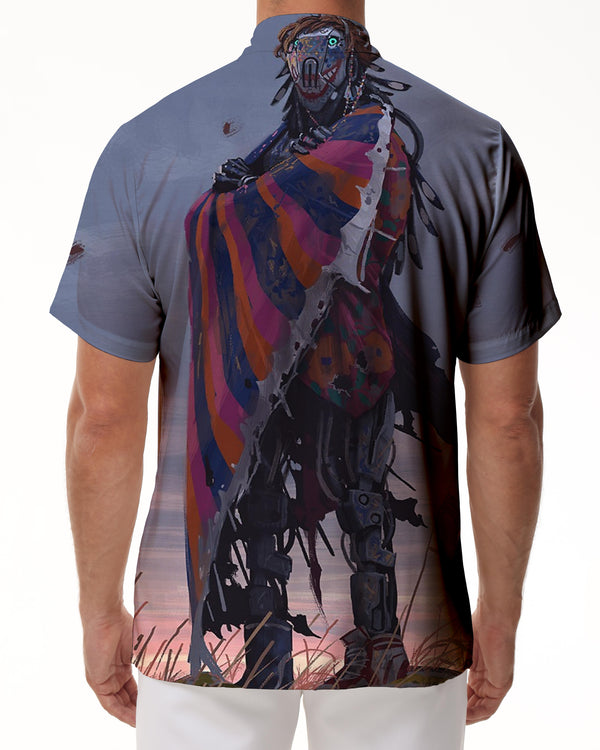 
Freedom Robot Short Sleeve Lapel Short Sleeve Shirt Harajuku All-match Streetwear Summer Retro Casual Tops
                