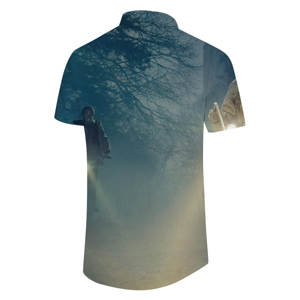 
Misty forest personality shirt fashion suitable for men short sleeve tropical Hawaii leisure holiday style
                