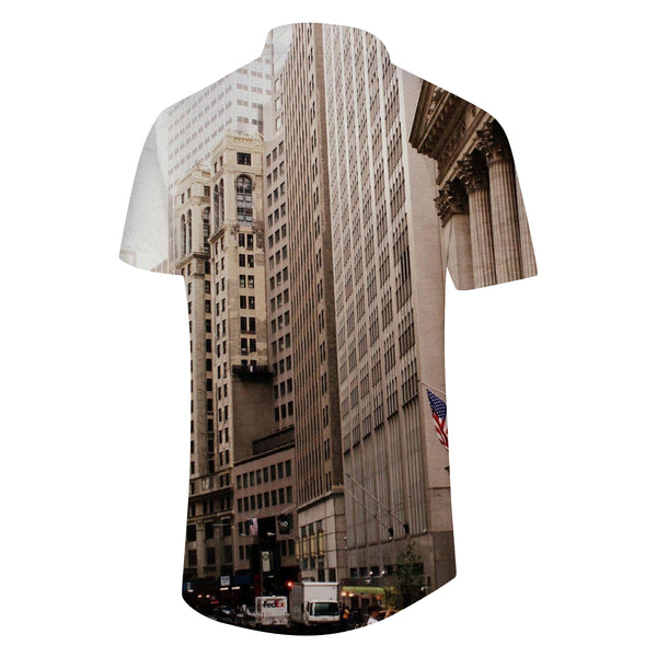 
Empire State Building Print Men's Front Pocket Hawaiian Shirt Casual Button-Down Short Sleeve Beach Shirt
                
