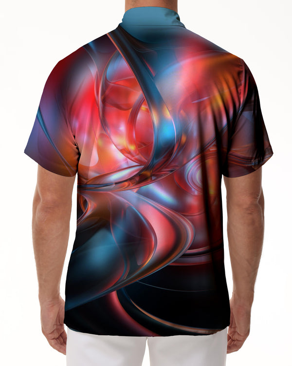 
Vintage Hawaiian Beach Shirt Men's Casual Stained Glass Print Pattern Button Shirt Summer Loose Fit
                