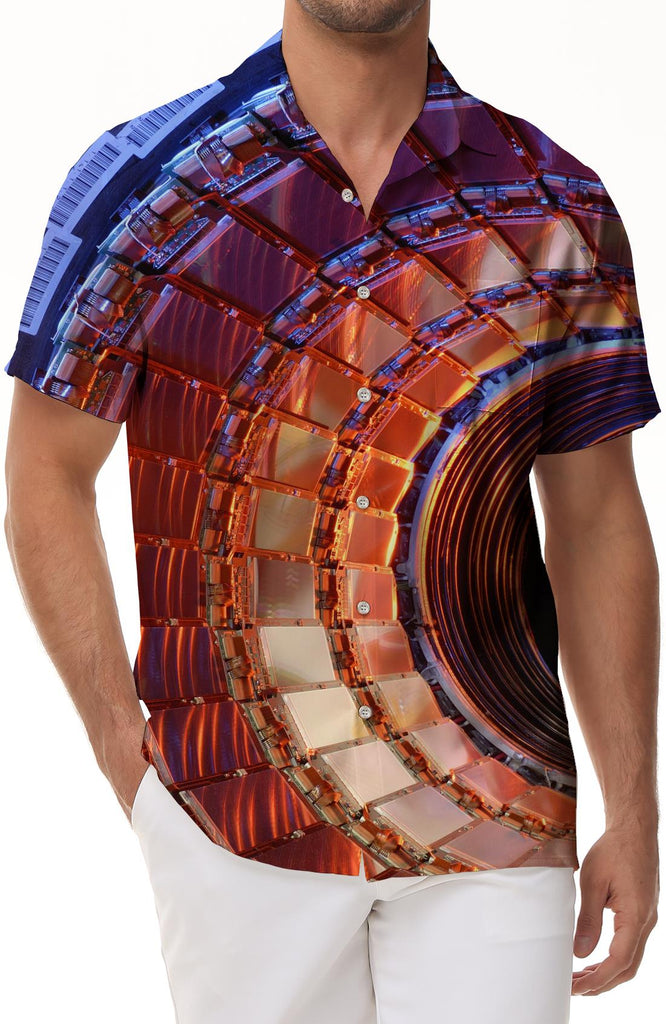 Colored Crystal Men's Short Sleeve Shirt Lapel Button-Down Lapel Shirt Tops Party Streetwear Fashion Clothing