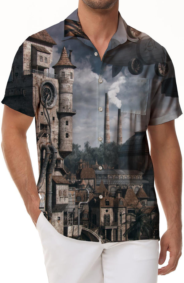 Men's Fashion Hawaiian Shirt Casual 3D Printed Shirt Summer Loose Short Sleeve Top Button Beach Shirt Trendy Lapel