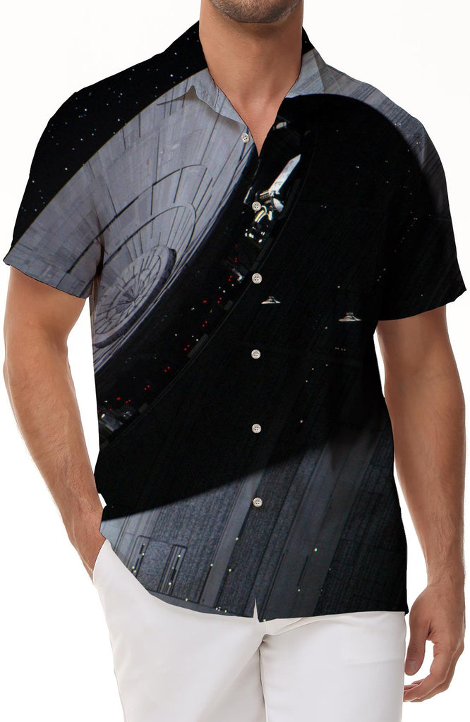 Mens Summer Fashion Tops Shirts Satellite Casual Beach Print Shirts Elegant Button Shirts Casual Tops Short Sleeve Shirts Mens