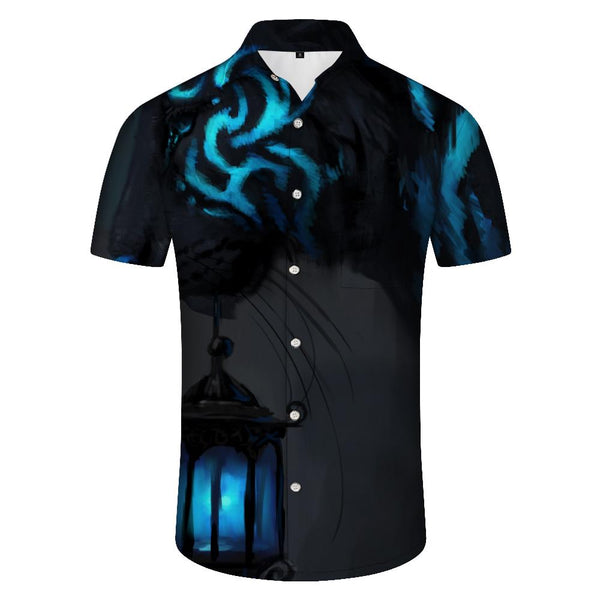 
Blue Pattern Tiger Hawaiian Button Fashion Short Sleeve Shirt Unisex Tiger Lover Casual Short Sleeve Button Shirt Men's Style
                
