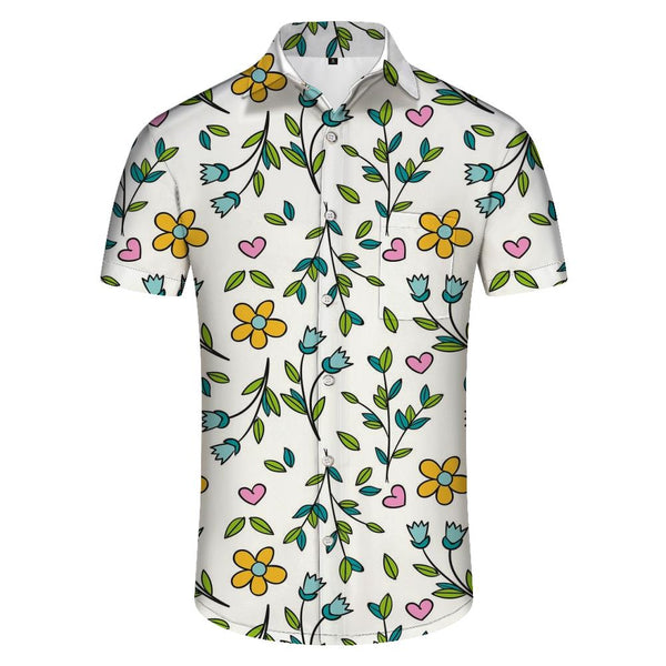 
Spring Floral Pattern Hawaiian Shirt Mens Beach Shirt Mens Short Sleeve Button Fashion Top
                
