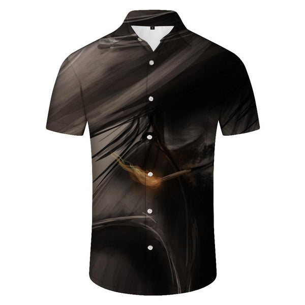 
Gray cartoon characters 3d digital printing men's casual loose shirt fashion Hawaiian short-sleeved shirt
                