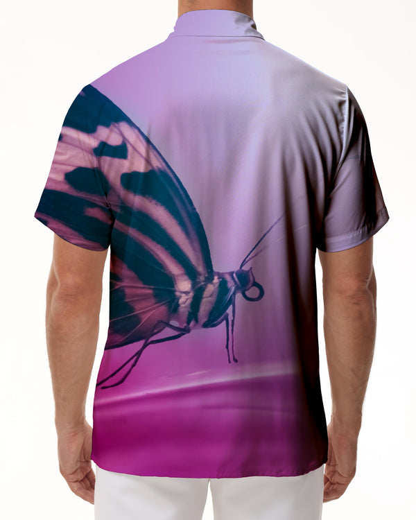 
Purple Butterfly Print Hawaiian Tropical Shirt Short Sleeve Men's Casual Button Down Summer Beach Shirt with Pockets
                