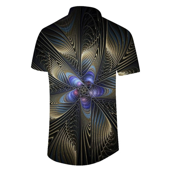 
Visual geometric pattern lapel button-down short sleeves fashionable summer short sleeves suitable for tropical vacations and seaside activities
                