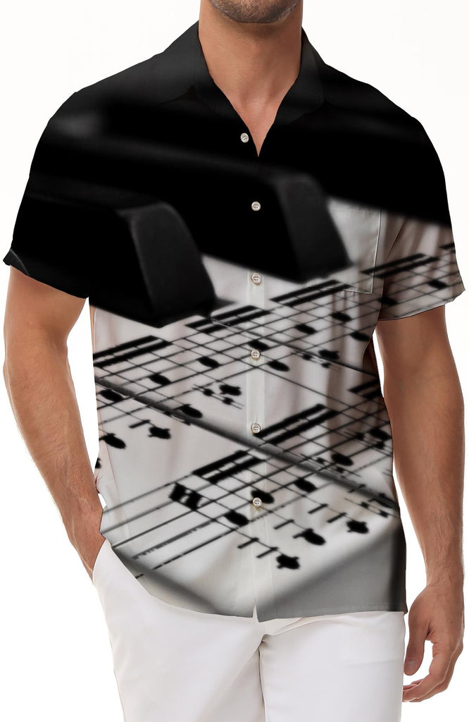 Men's Piano Keys 3D Printed Shirt Funny Tops Men's Casual Clothing Summer Short Sleeve Tops Loose Short Sleeve Shirt Piano Pattern