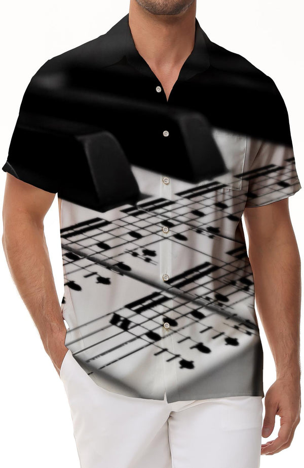Men's Piano Keys 3D Printed Shirt Funny Tops Men's Casual Clothing Summer Short Sleeve Tops Loose Short Sleeve Shirt Piano Pattern