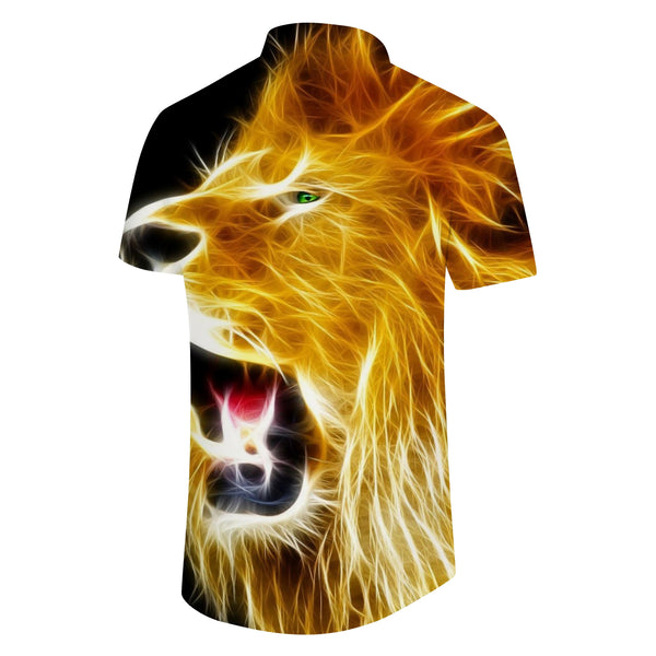 
Gold Flame Lion Super Cool Pattern Men's Printed Short Sleeve Hawaiian Shirt Lapel Short Sleeve
                