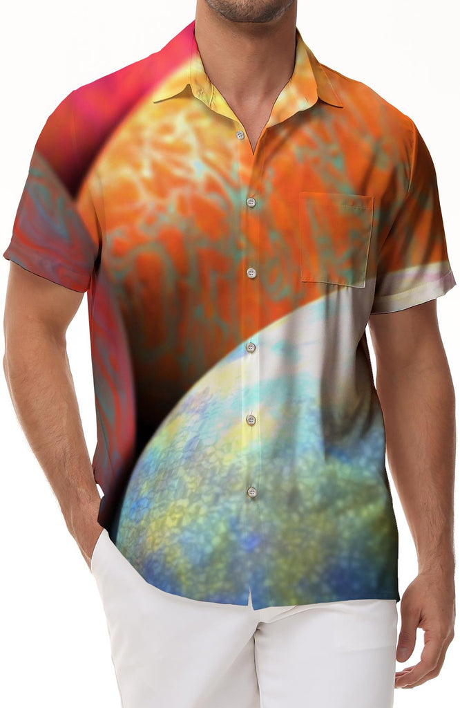 Mens Easter Shirts Colorful Cool Eggs Pattern Hawaiian Floral Button-Up Beach Casual Print Hawaiian Beach Shirts