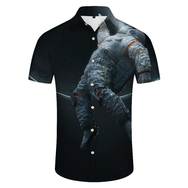 
Black Space Men's 3D Astronaut Print Short Sleeve Shirt Sweatshirt Hawaiian Button Lapel Street Travel Hip Hop Casual Shirt Trend
                