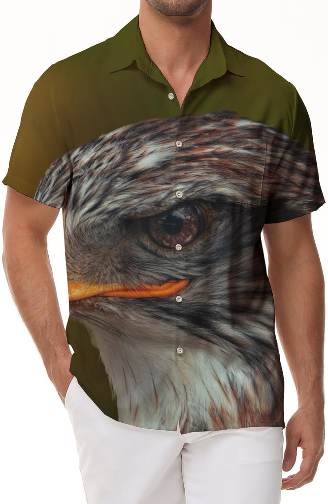 Eagle Men's Casual Shirt Short Sleeve Regular Fit Fashion Camping Beach Shirt Top