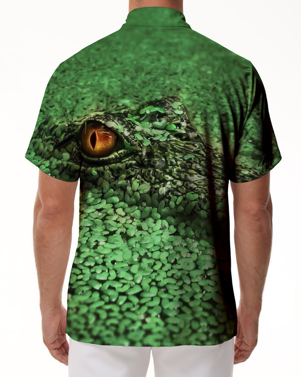 
Crocodile Lurking Green Men's Hawaiian Shirt Short Sleeve Button Shirt Summer Beach Casual Shirt Button
                
