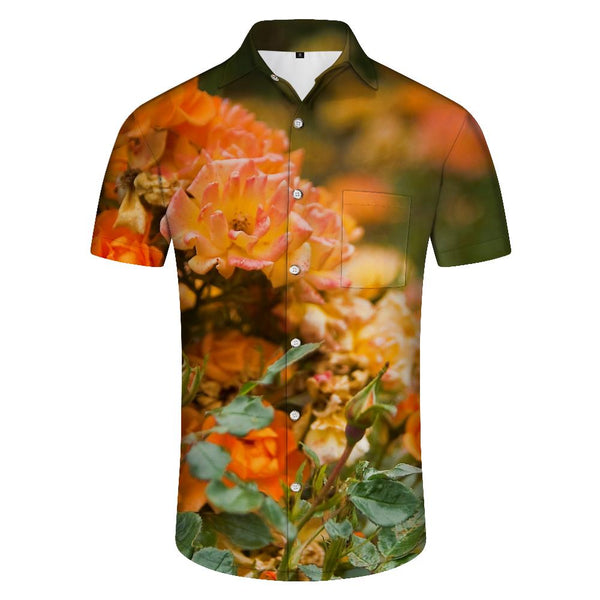 
Yellow Rose Men's Button Lapel Fashion Casual Loose Tropical Hawaiian Vacation Seaside Shirt Beach
                