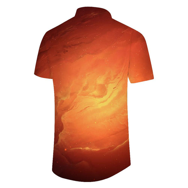 
Orange color difference 3d digital printing trend men's loose street short-sleeved daily travel Hawaiian shirt short-sleeved button-down summer beach shirt casual
                