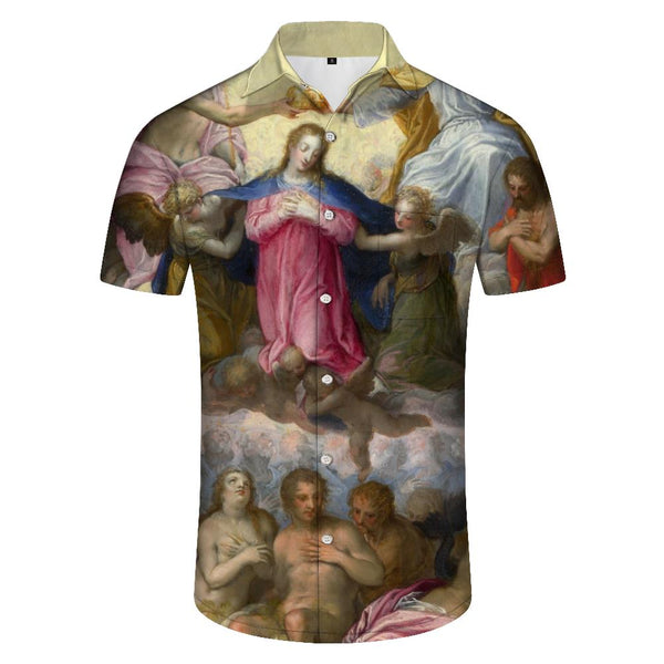 
Angel Digital Print Men's Pattern Print Short Sleeve Lapel Button Shirt Personalized Beach Shirt Casual Tops
                