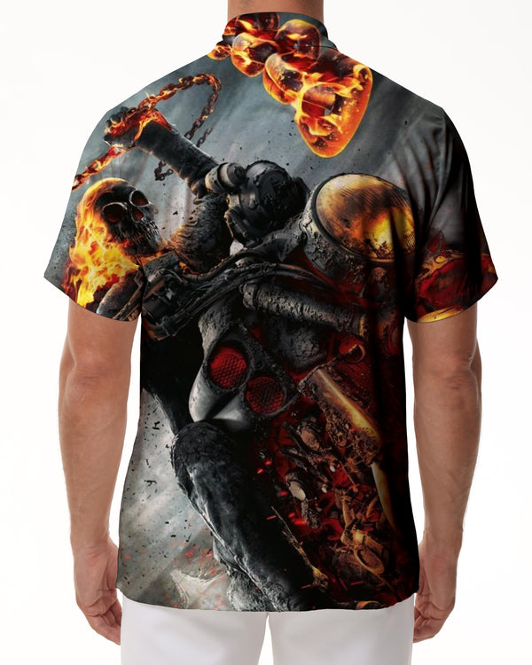 
Hell Skull Men's Short Sleeve Hawaiian Button Pattern Casual Shirt Retro Fashion Summer Loose Tops
                