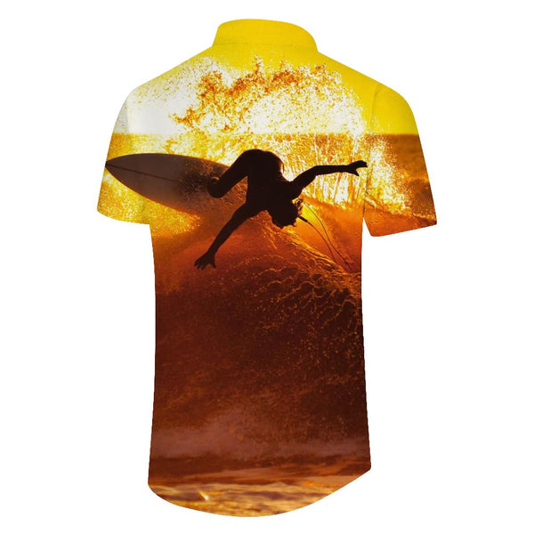 
Beach sunset cool surfing Hawaii beach beach tops men's casual loose short-sleeved shirt comfortable and breathable
                