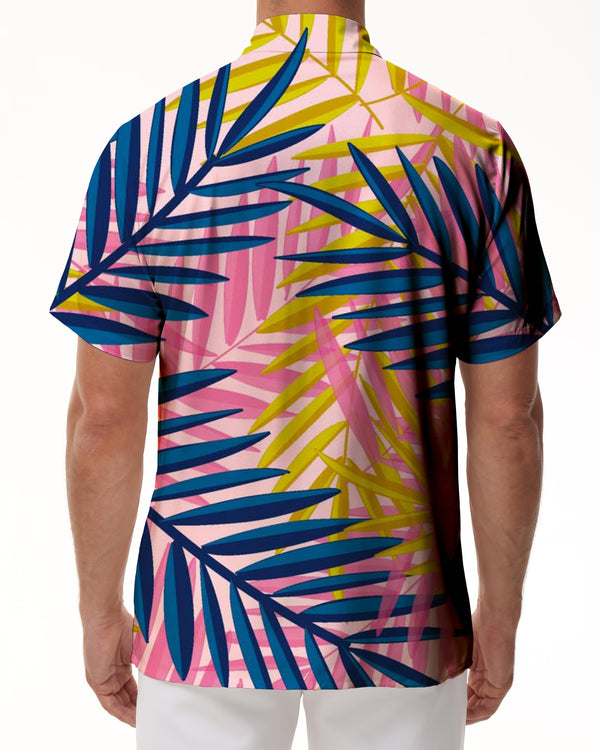 
Summer men's casual shirt beach seaside Hawaii short sleeve button beach vacation tropical loose shirt
                