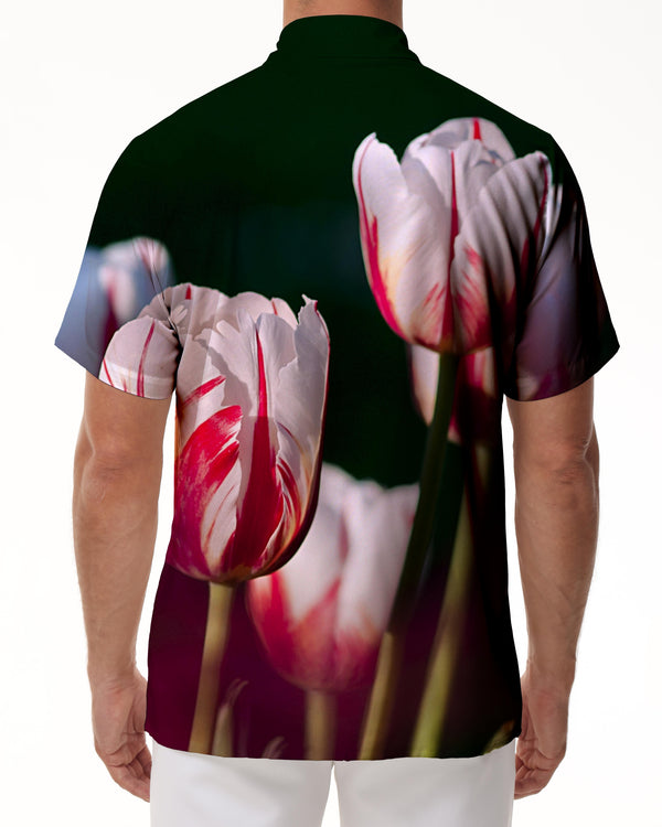 
Colorful Art Fashion Men's Casual Short Sleeve Shirt Tulip Print Hawaiian Shirt Casual Summer Beach Button Shirt
                