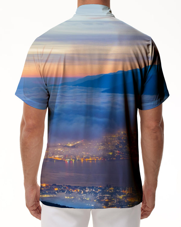 
Fashion tops for men casual daily loose fashion personality button pocket lapel short-sleeved shirt Hawaiian
                