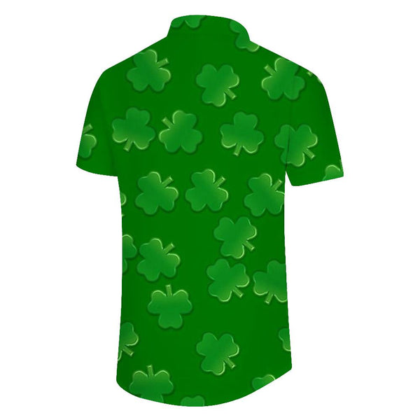 
Clover Loose Summer Beach Men's Hawaiian Shirt Short Sleeve Shirt Casual Button Shirt Green
                