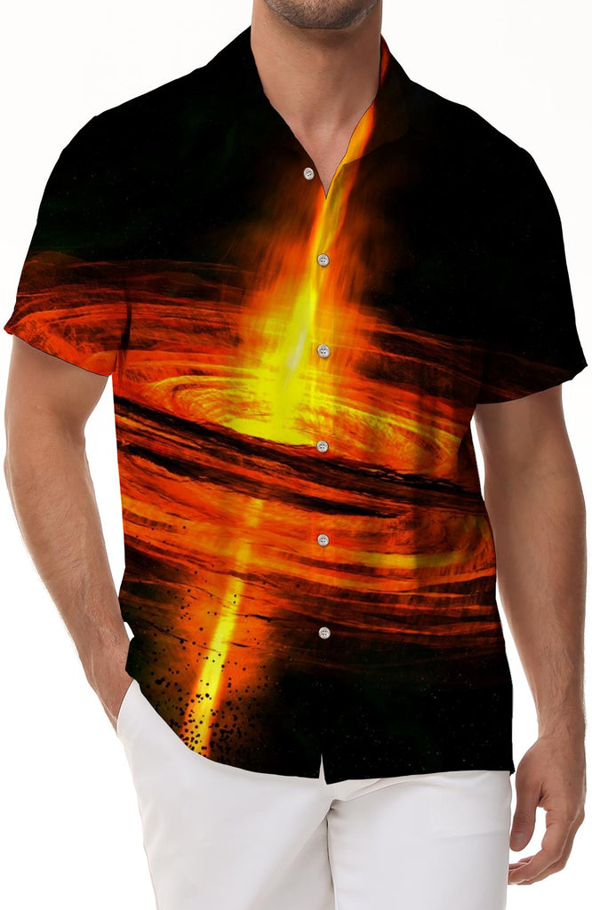 Mixed Color Fantasy Outer Space Loose Casual Summer Men's Outer Space Galaxy Solar System Beach Shirt Casual Shirt Hawaiian Shirt Loose Short Sleeve Button Collar