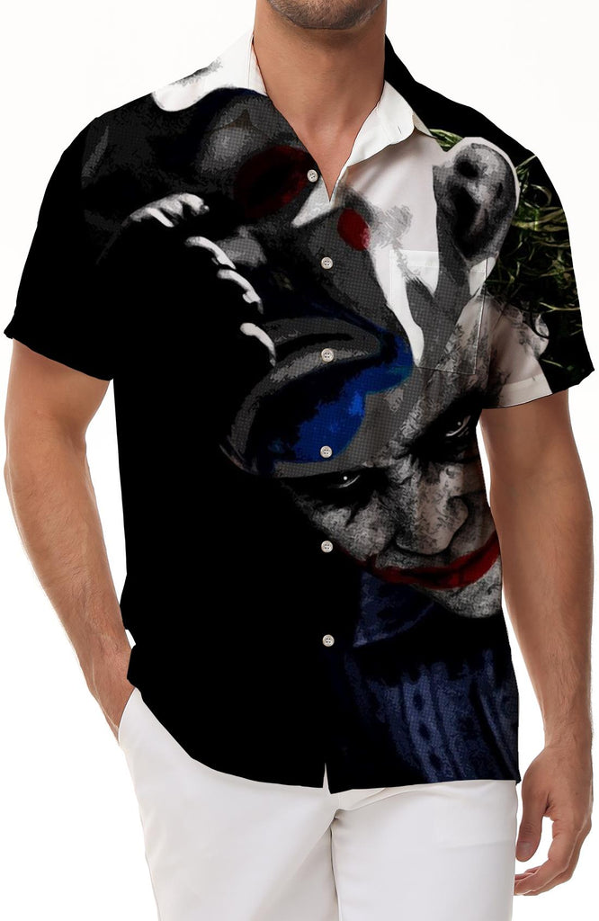 Black fun clown movie punk short sleeve shirt print pattern summer fashion men's short sleeve shirt daily
