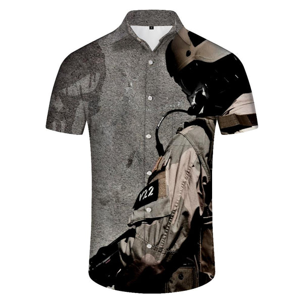 
Flag US Army Soldier Men's Shirt Casual Short Sleeve Hawaiian Shirt Tops Sports
                