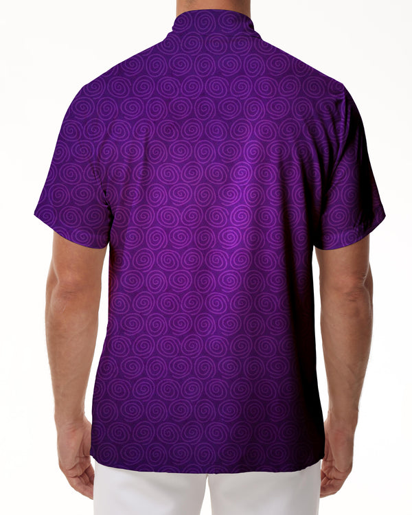 
Patterned purple retro fashion style short-sleeved shirt tropical Hawaiian button pocket lapel men's casual short-sleeved shirt loose
                