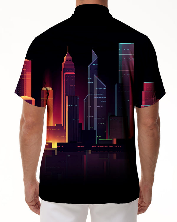 
Empire State Building Print Men's Pocket Hawaiian Shirt Casual Short Sleeve Button Beach Shirt
                