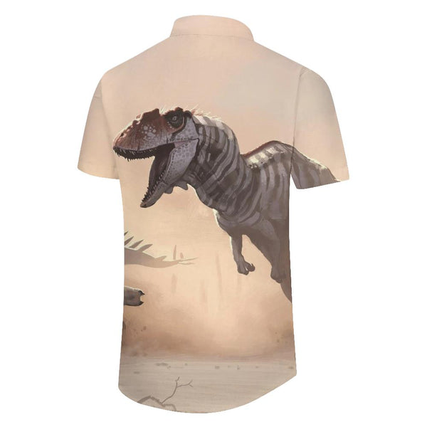 
Sandstorm pattern ancient color dinosaur Tyrannosaurus Rex animal men's casual loose Hawaiian short-sleeved shirt tropical rainforest
                