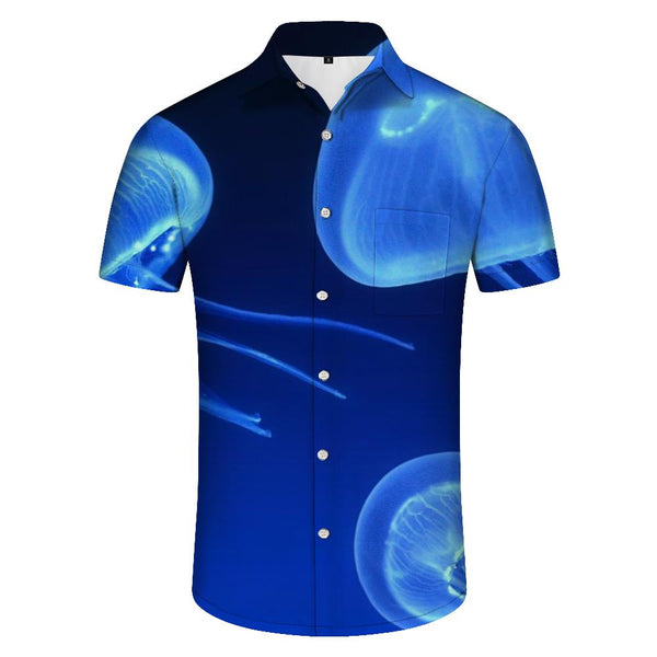 
3D digital printing men's casual loose short-sleeved printed tropical Hawaiian button-down pocket lapel short-sleeved shirt
                