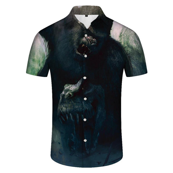 
Movie version of gorilla men's Hawaiian shirt short sleeve button down casual shirt suitable for summer beach
                