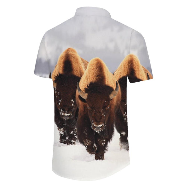 
Angus Cattle Tropical Buffalo Summer Men's Casual Daily Travel Casual Button Shirt Comfortable Breathable Hawaiian Shirt
                