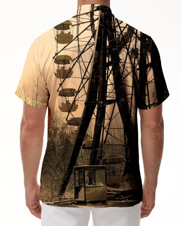 
Ferris Wheel Entertainment Men's Short Sleeve Loose Casual Shirt Holiday Beach Summer Tops with Pockets
                