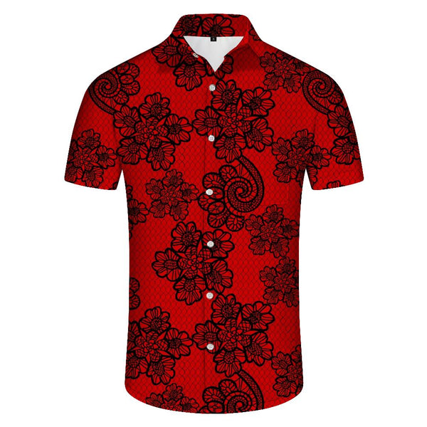 
Men's Retro 3D Graphic Print Short Sleeve Hawaiian Button Lapel Casual Fashion Printed Lapel Top
                